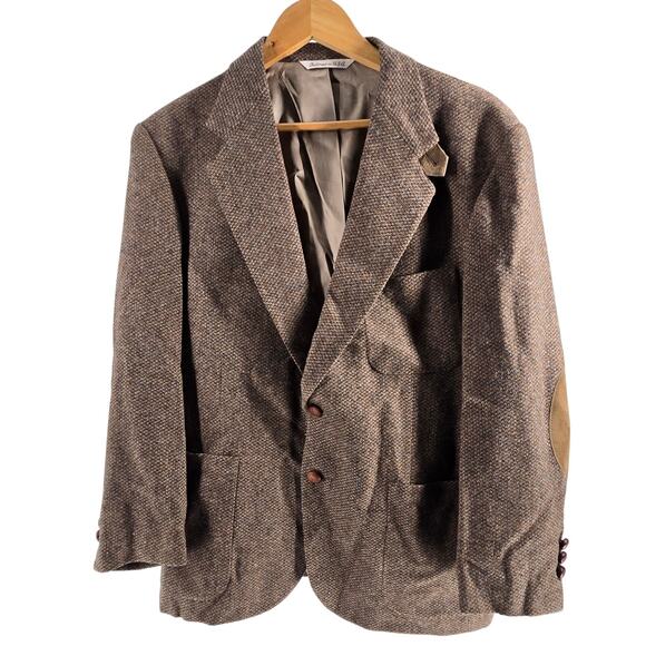 VTG Stafford Men's Tweed Sport Coat Blazer Lambs Wool Blend Elbow Patch 40S USA